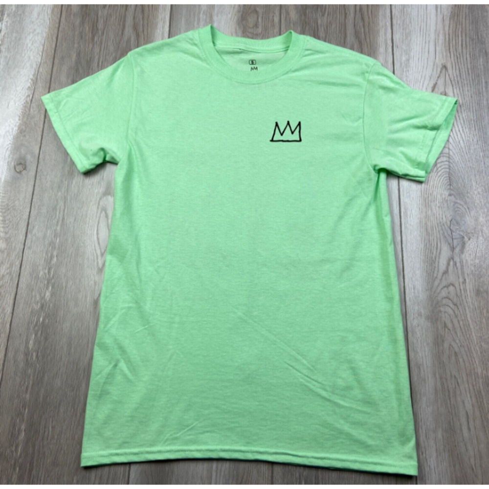 Jean-Michel Basquiat Fishing Fish Turquoise Art Crown T-Shirt Green | Men SZ XL